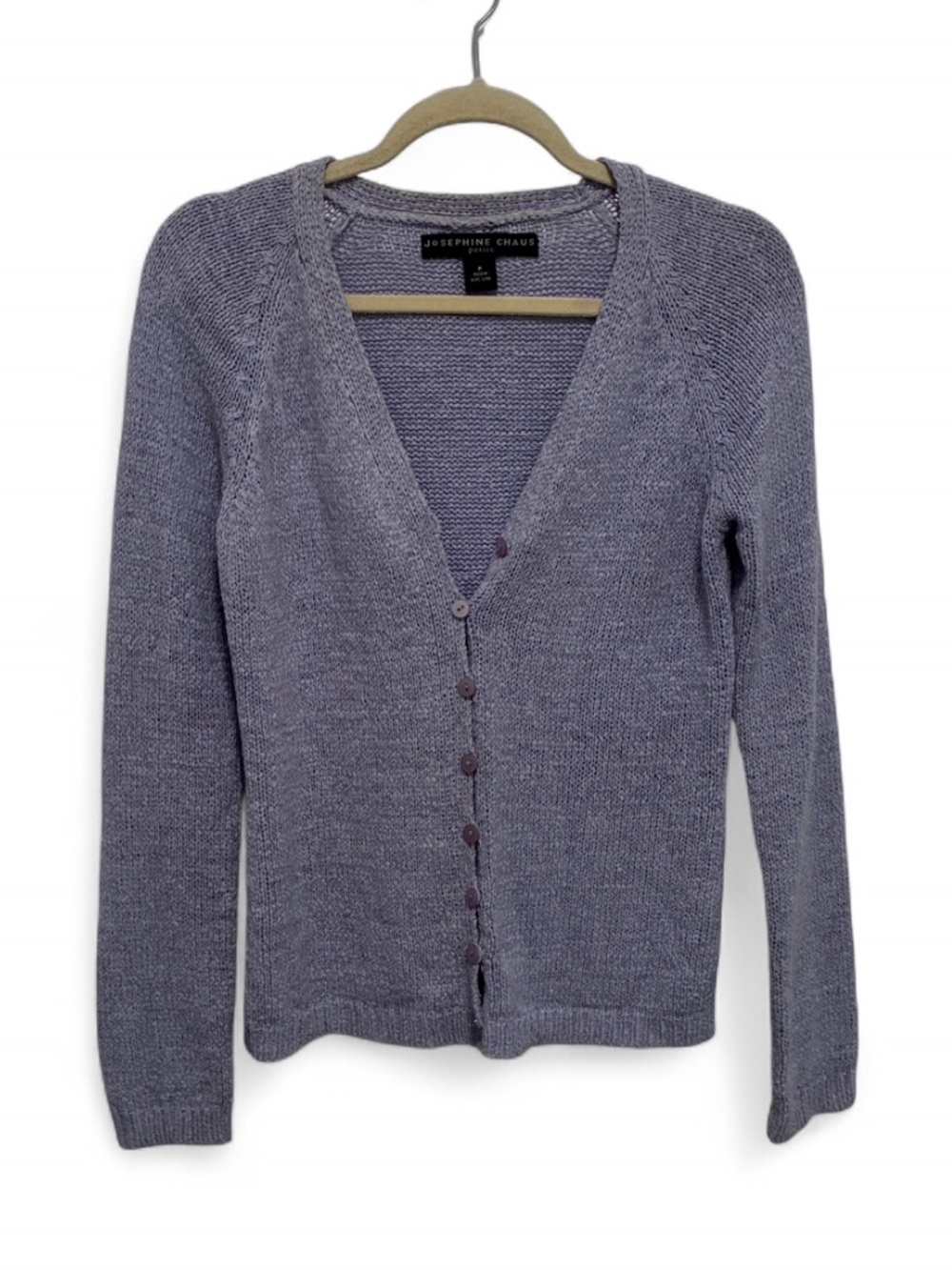 Y2K Josephine Chaus Light Lavender V-Neck Button Front Gazy Cardigan Sweater